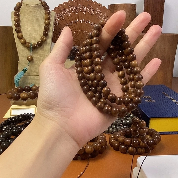 檀香木老山檀香黑肉沉水0.8/108颗