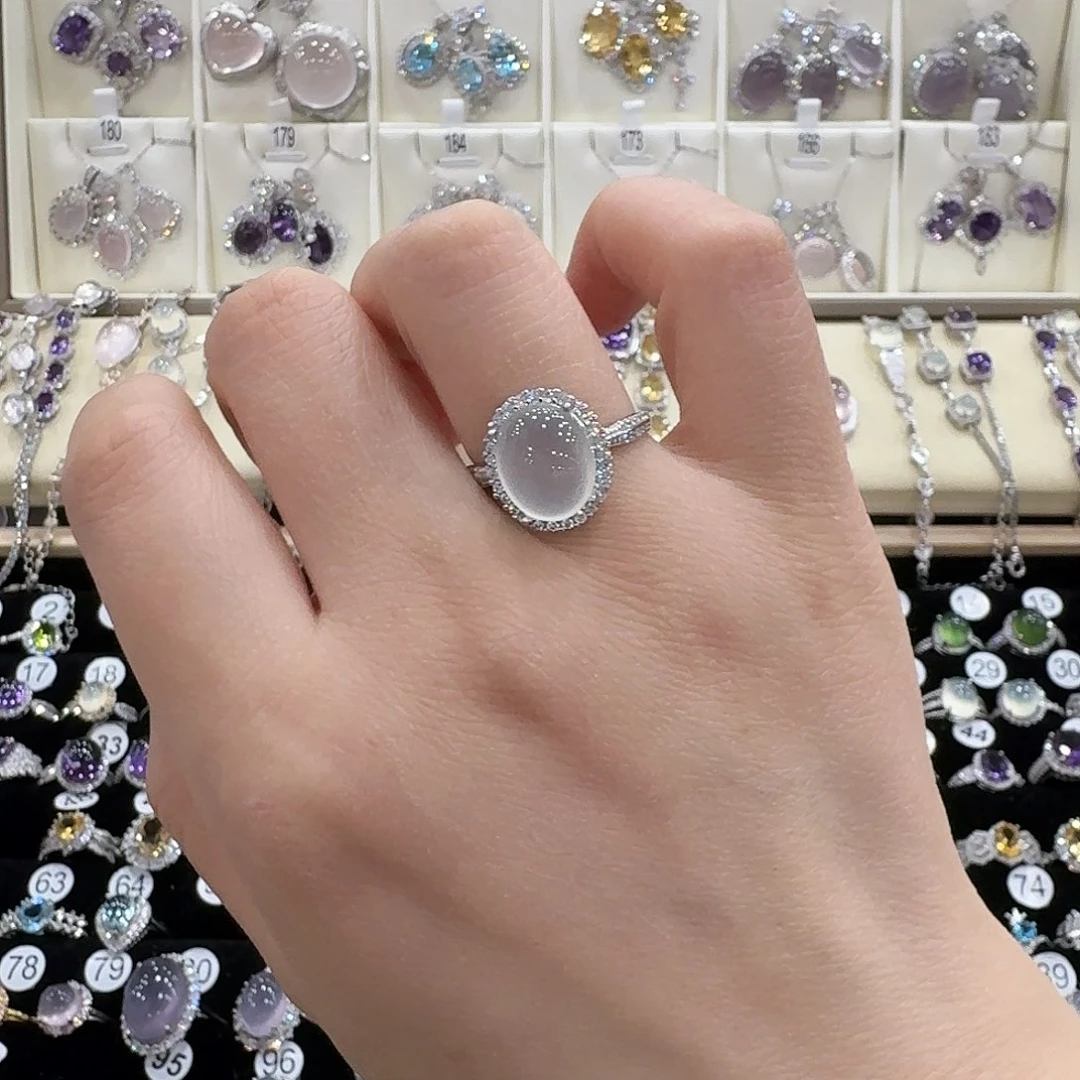 奇****蛇纹石玉银S925镶嵌戒指