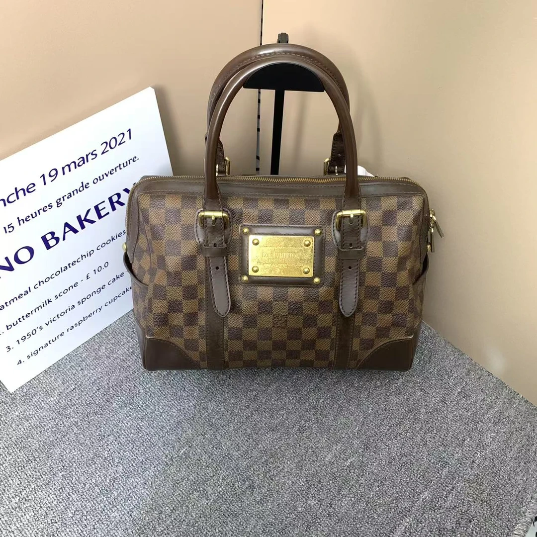 95新 LouisVuitton/路易威登 LV黑棋盘格/路易威登波士顿手提款