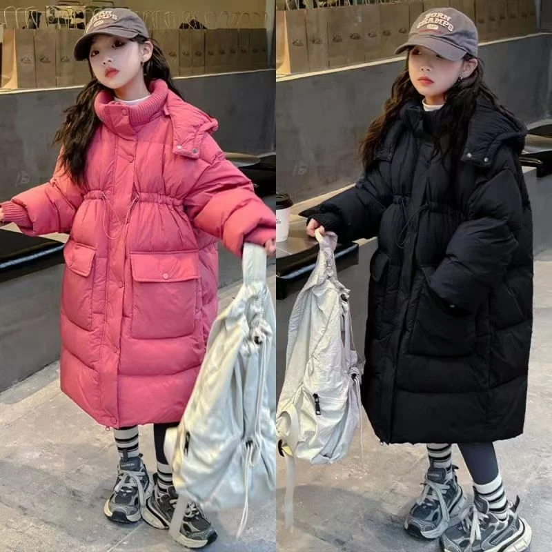 女童棉服2025冬装新款洋气中长款过膝保暖棉袄中大童时髦加厚棉衣