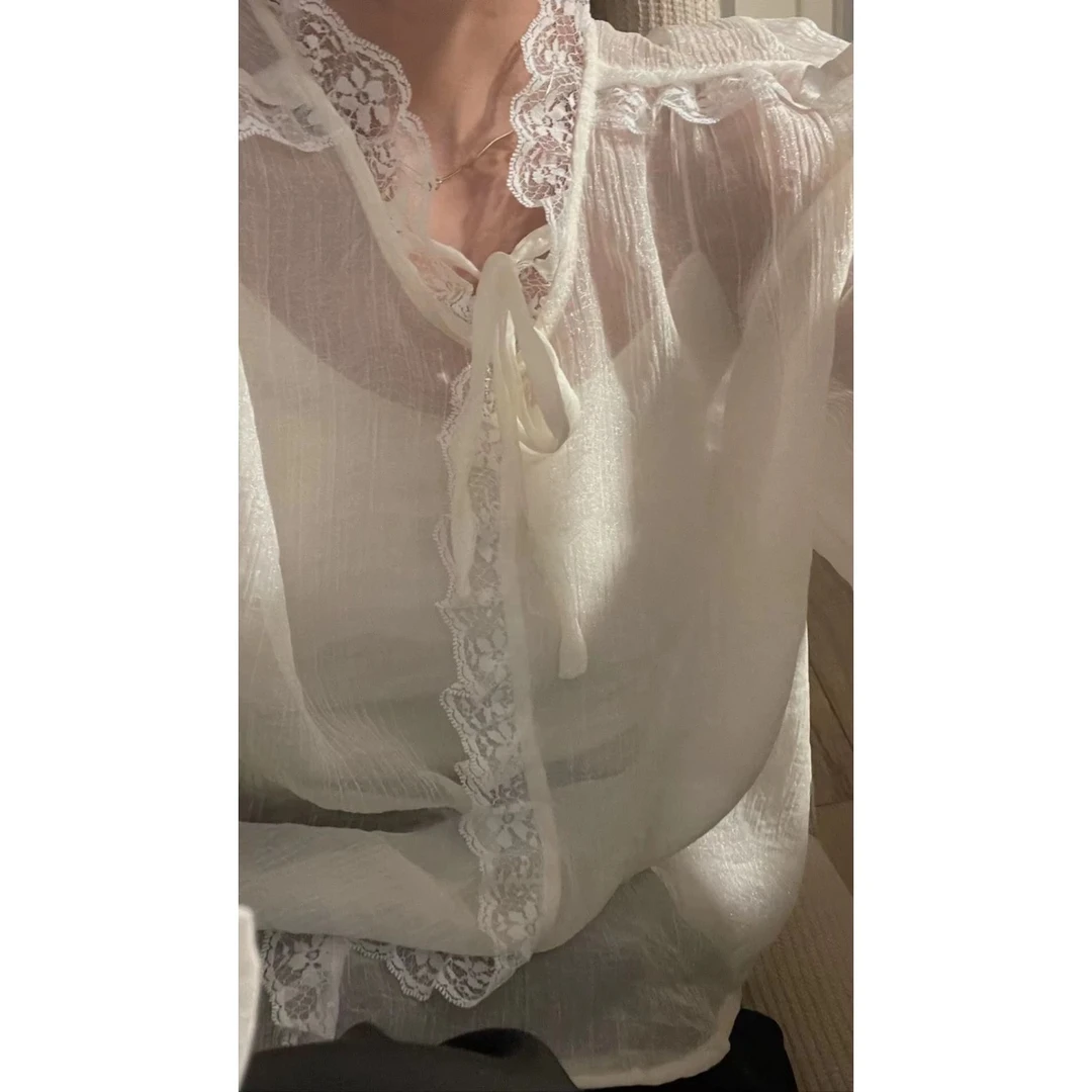 （郎茜女装）现货2025年春夏饰品法式蕾丝丝巾