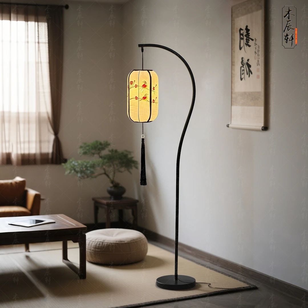 宋式美学新中式落地灯禅意书房茶室会所禅意客厅卧室钓鱼灯