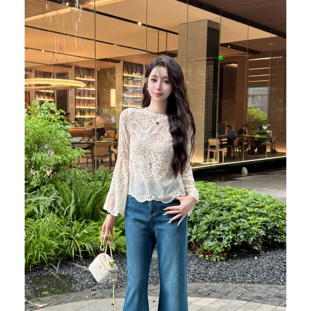 YUANLIANSU/圆脸酥【绵念如初】法式气质小众蕾丝长袖衬衫女装秋季