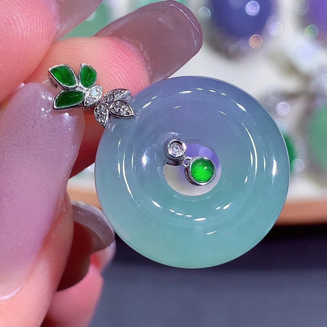 翡翠18K金镶嵌吊坠(不含链)