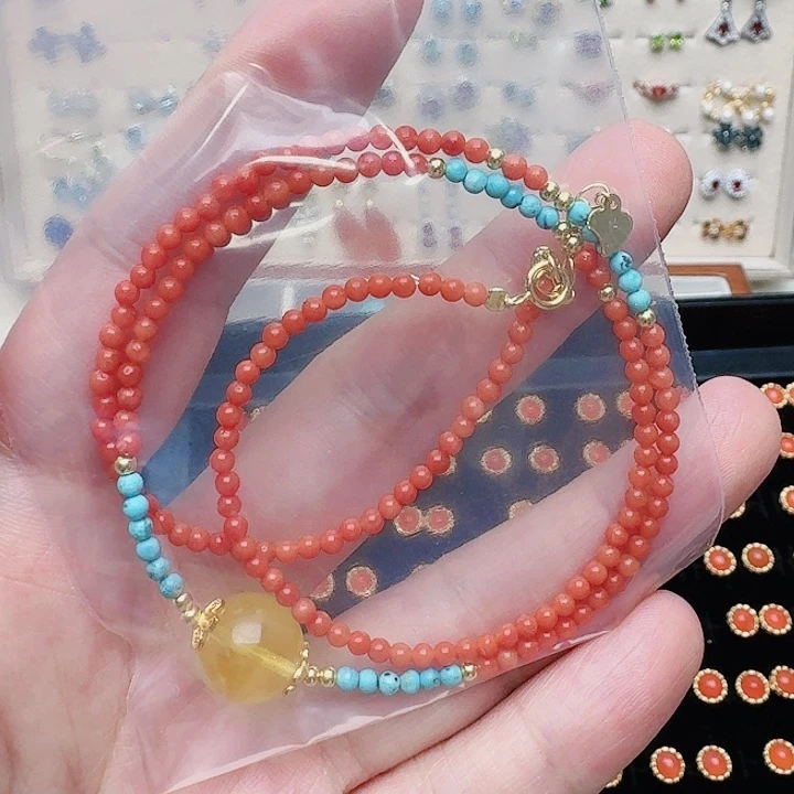 南红玛瑙颈饰银S925镶嵌手链