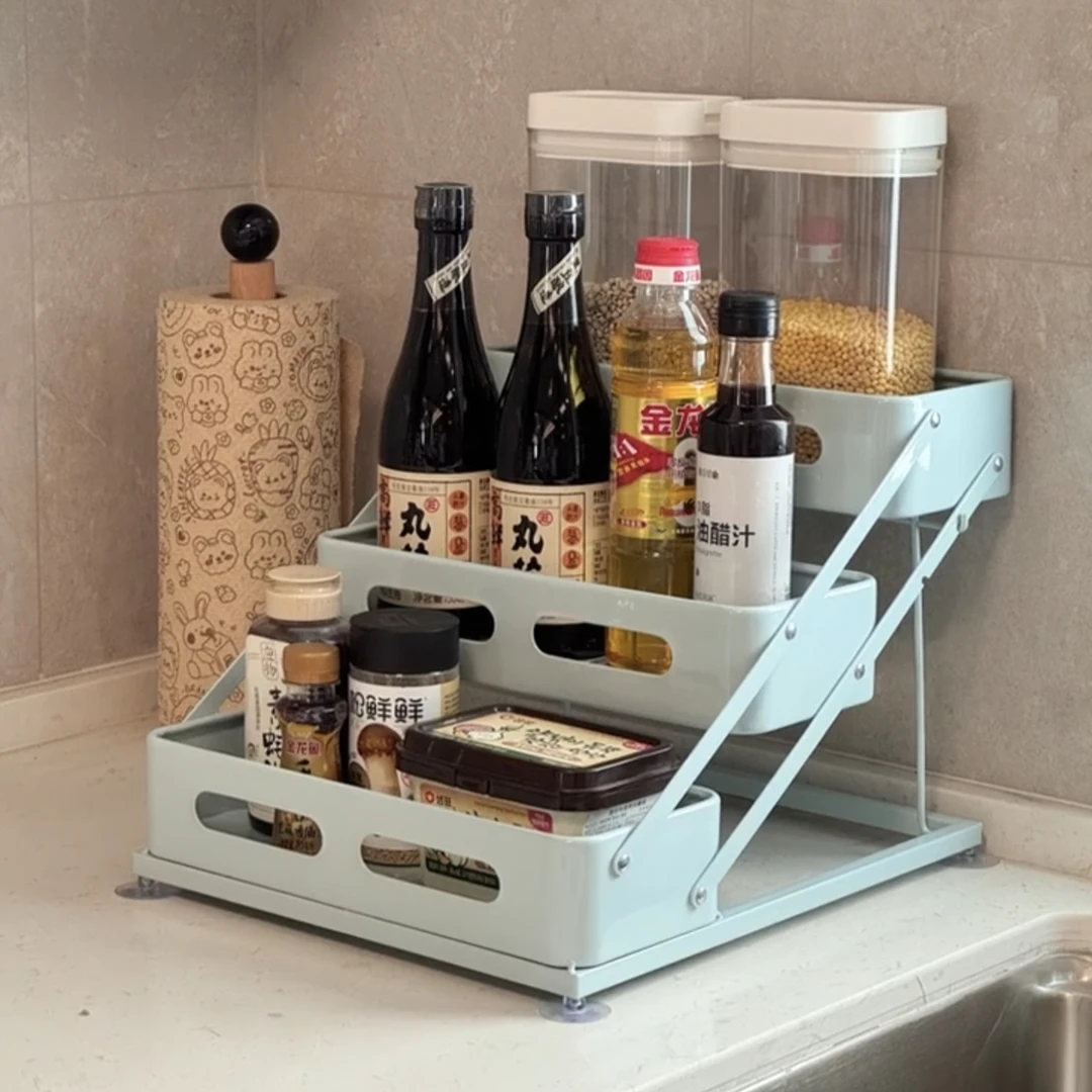 厨房调料置物架家用可调节大容量多层防滑收纳架桌面多功能整理架
