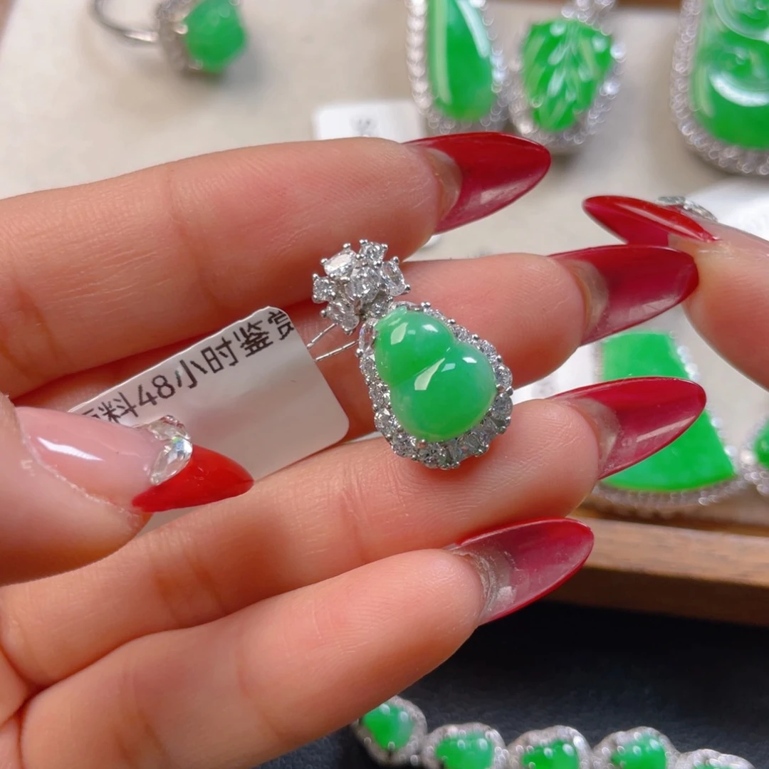 翡翠银S925镶嵌吊坠(不含链)翡翠