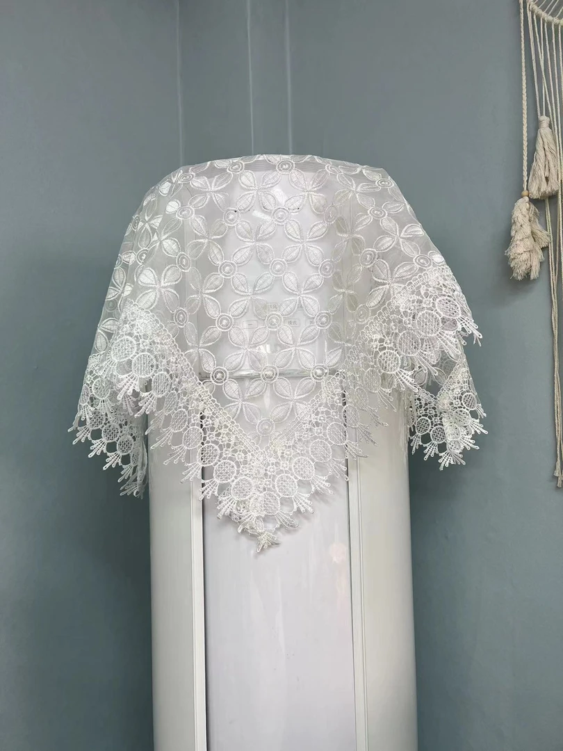 幸福花85*85白色百搭沙发靠背白色餐桌布茶几布刺绣盖巾