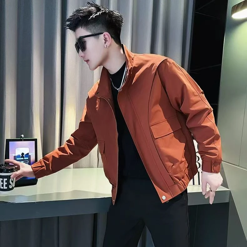 6702男士春秋工装夹克立领短款简约时尚痞帅百搭潮流帅气时尚男装