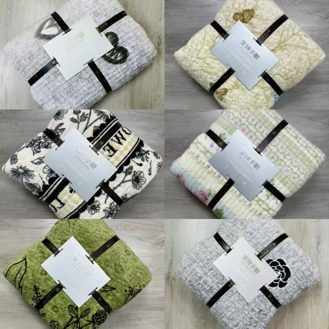 【微瑕】花色随机云貂绒加厚床盖2*2.3米