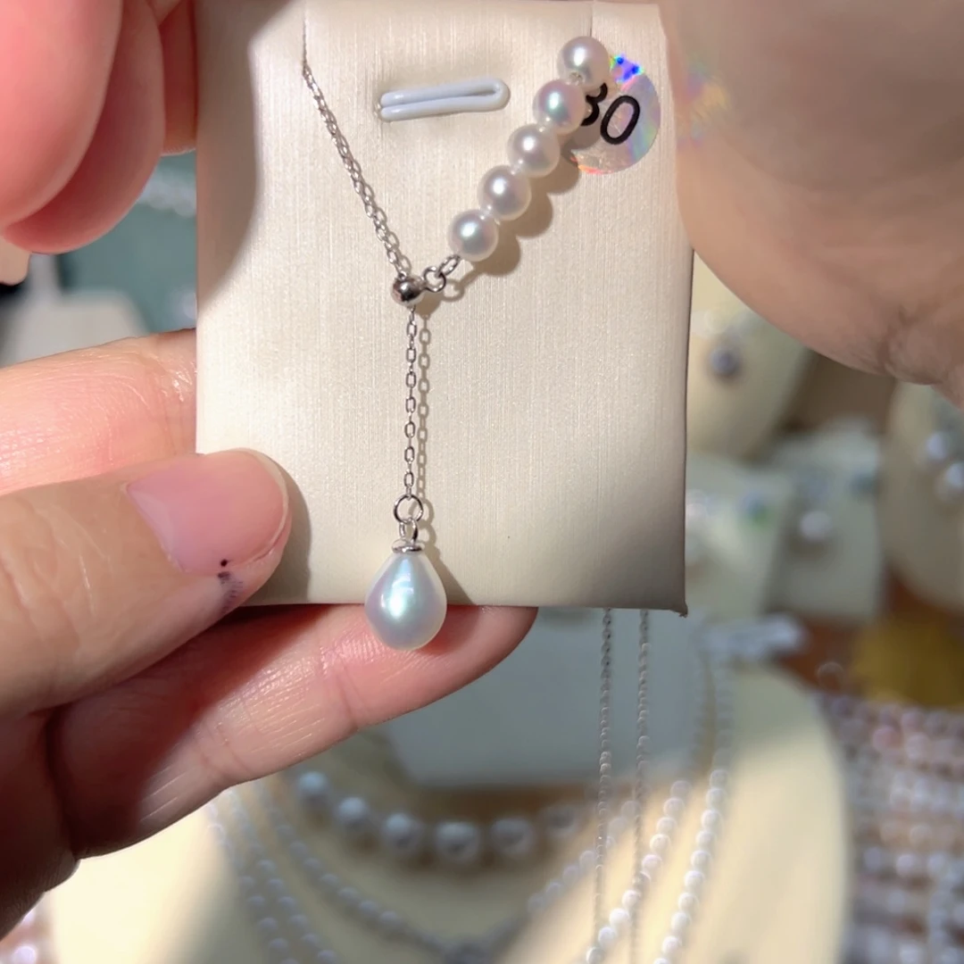 银S925镶嵌淡水珍珠极光通体银天然珍珠