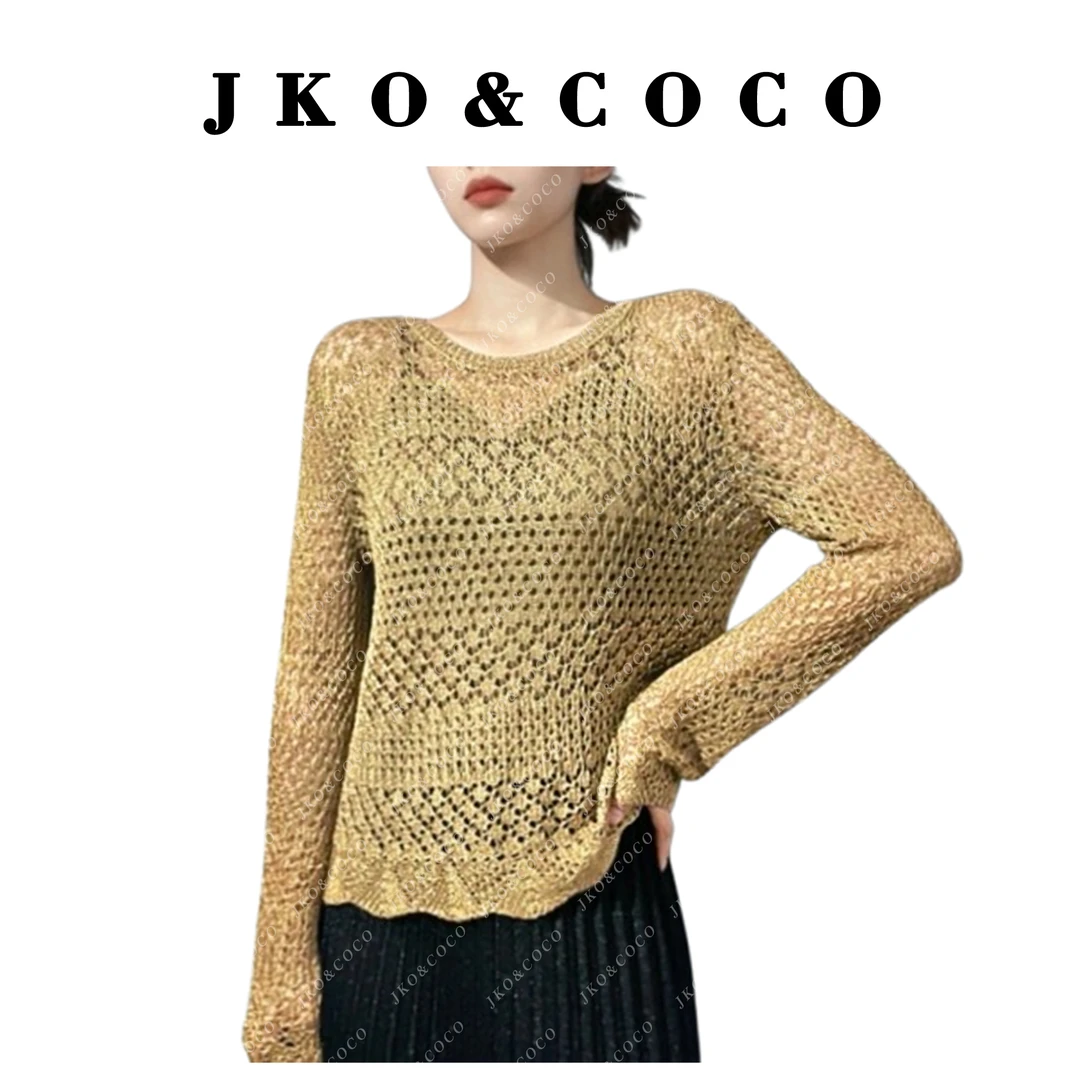 JKO&COCO【金身玉色】意大利水晶纱夏季时尚百搭 针织衫 上衣长袖