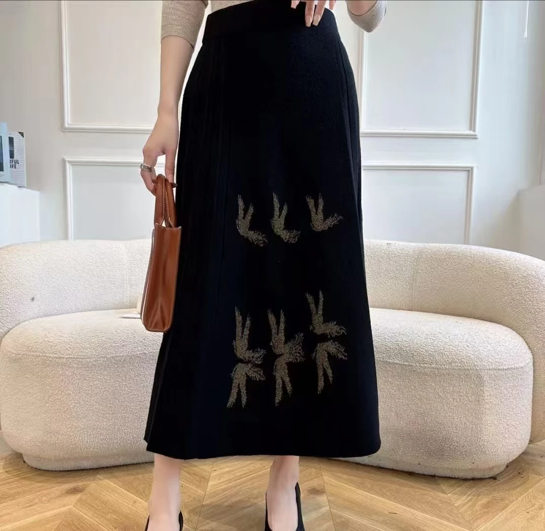 针织半身裙 黑色A 130