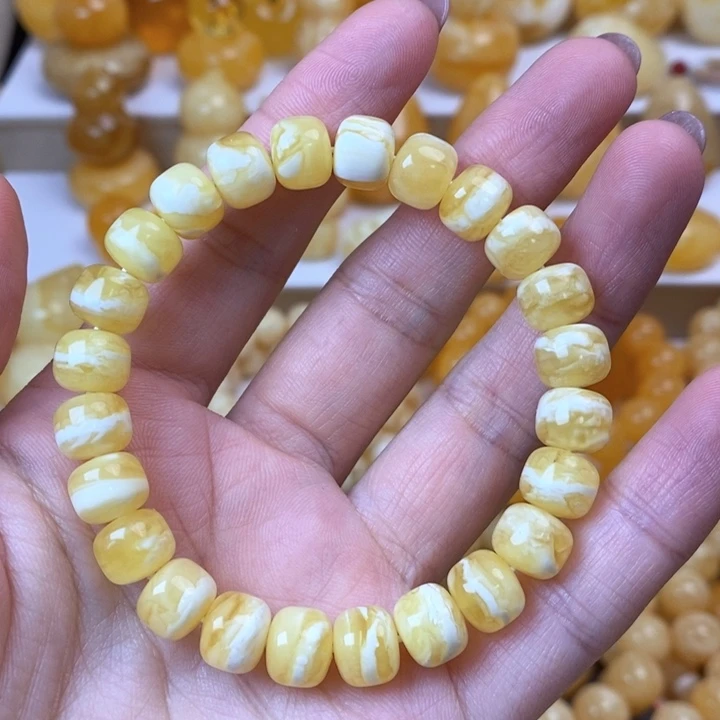 浇***间琥珀未镶嵌手链天然无优化琥珀蜜蜡