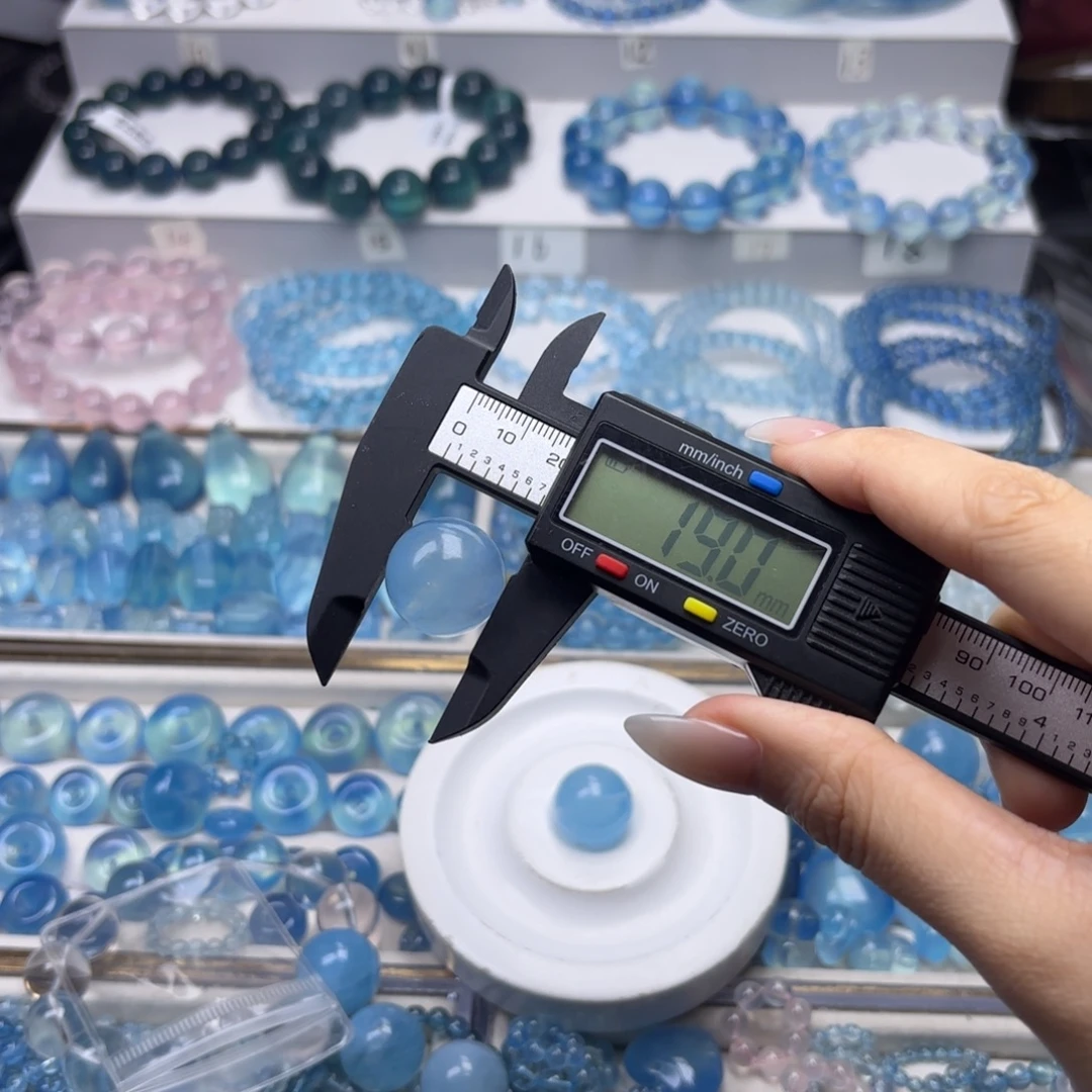 海蓝宝石未镶嵌手链19咪大珠特价