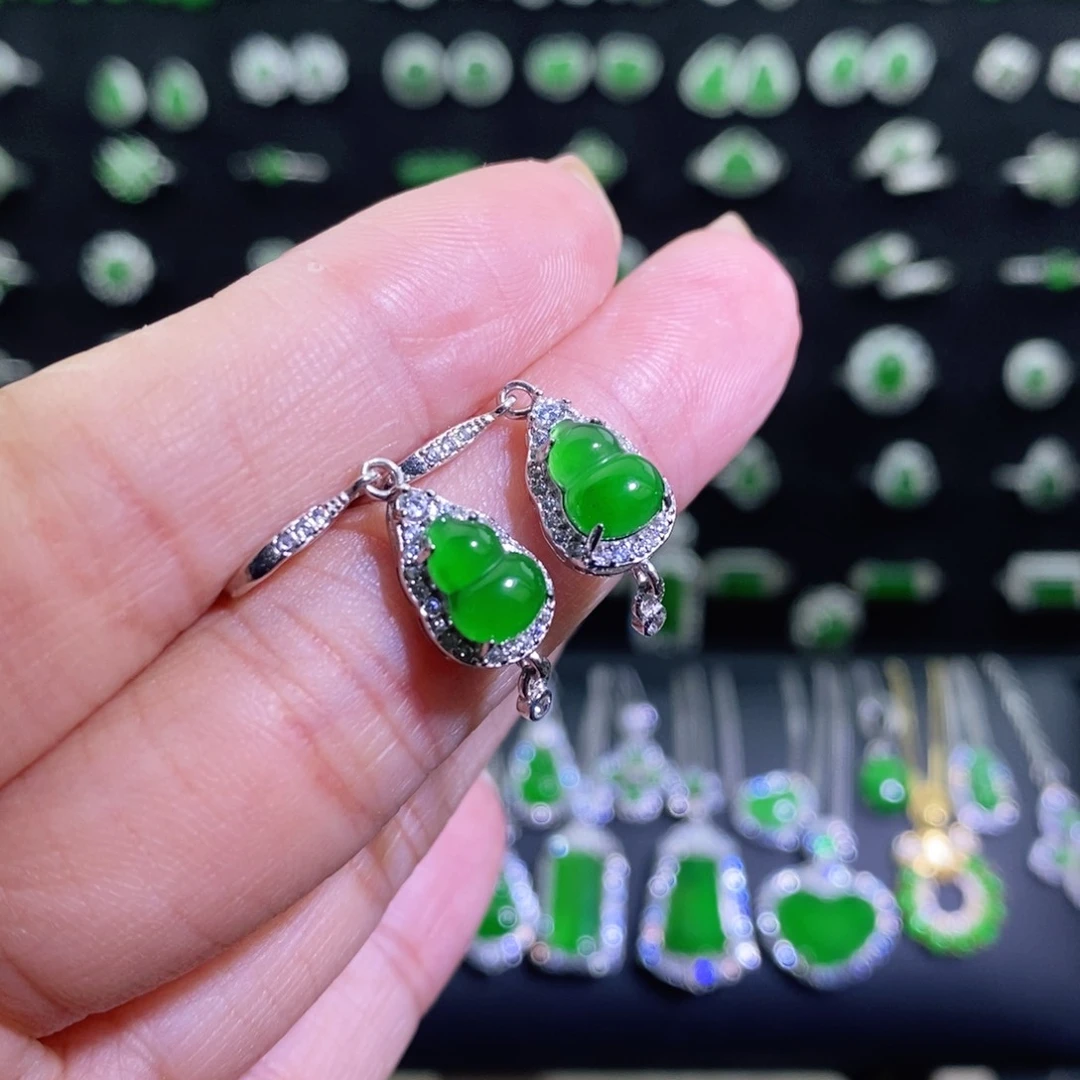 翡翠银S925镶嵌耳饰多样性
