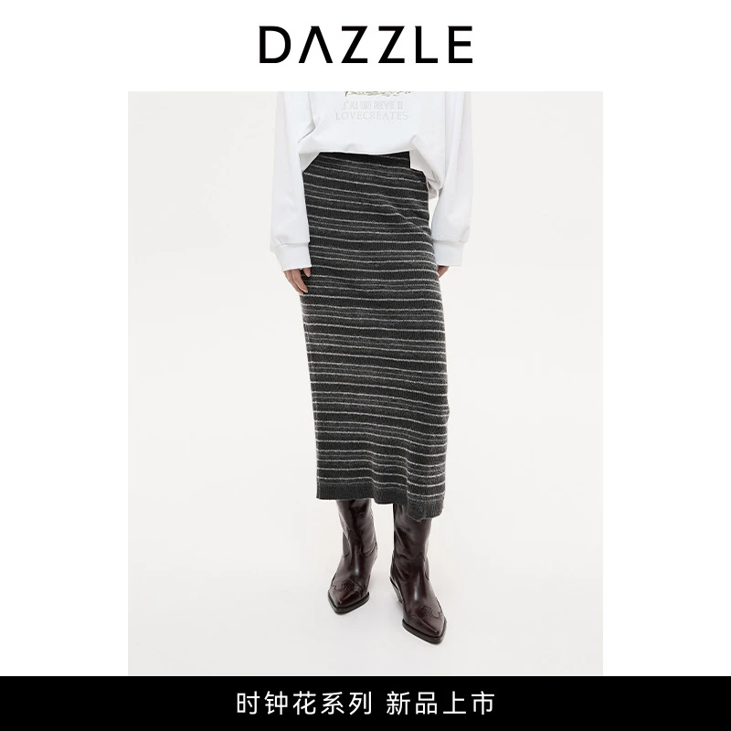 DAZZLE 地素半身裙25年秋季针织长半裙女2J3E706