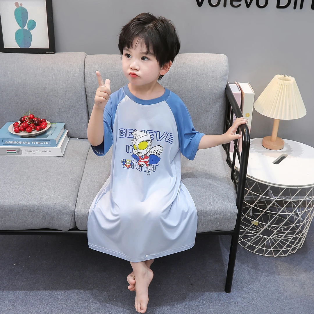 男童夏季睡衣2025新款男孩睡裙男宝宝儿童莫代尔空调家居服连体衣
