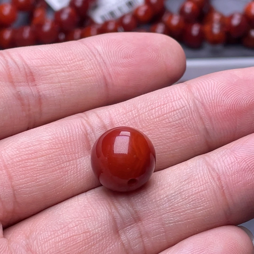 E***y南红玛瑙未镶嵌南红玉石14mm瓦西牛血红满色满肉单珠