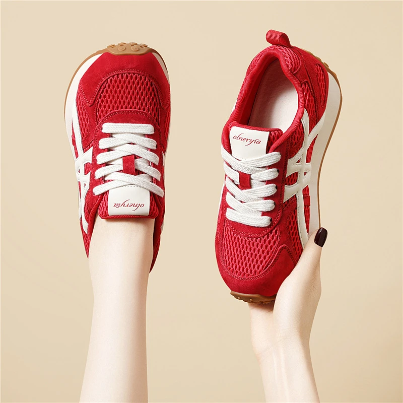 万达撤柜真皮德训鞋女2025春夏新款韩版软底不累脚拼色百搭休闲运