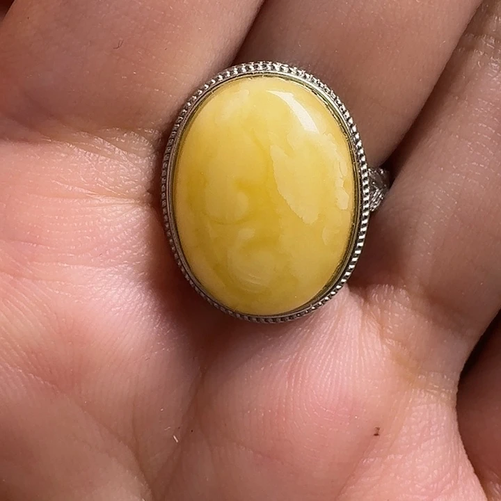 蜜蜡银S925镶嵌戒指戒指