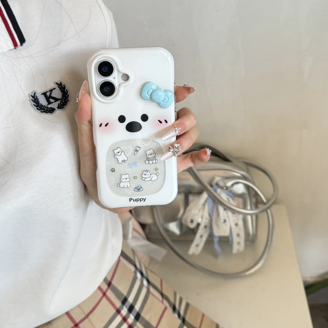 镂空爱心渐变西高地适用苹果14-16pm手机壳iphone可爱卡通ins风