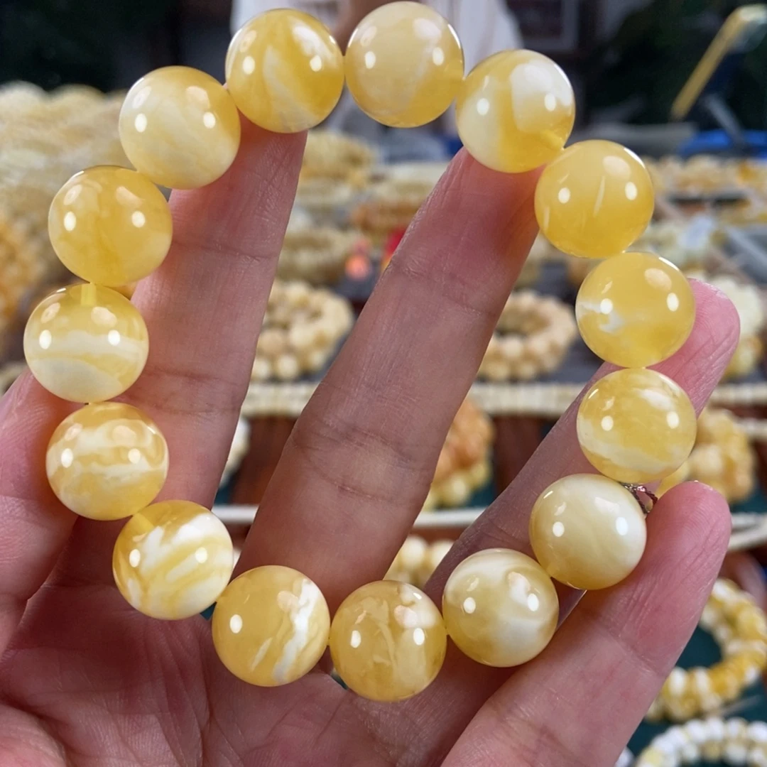 琥珀未镶嵌珠宝奇石14圆珠23.47