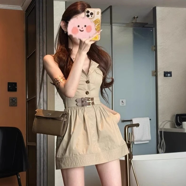 你的私服”设计感韩版气质复古工装连衣裙