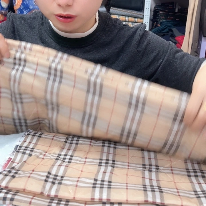 里布黄格子夹面2米304