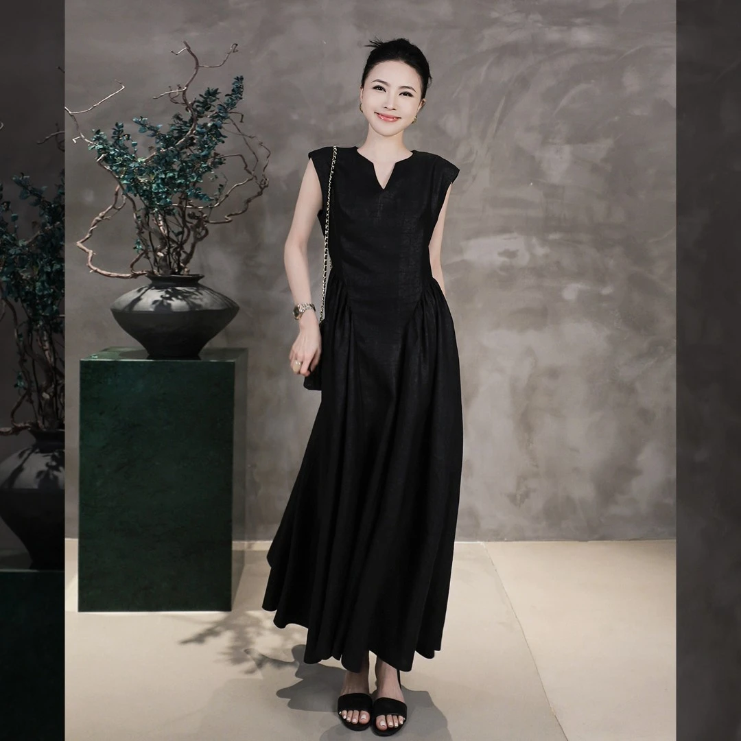 溶溶【黑天鹅】RONGRONG 100桑蚕丝龟纹香云纱连衣裙286247363