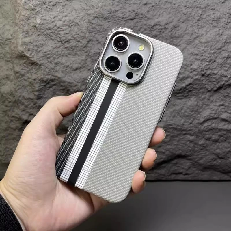 适用苹果16Pro磁吸手机壳凯夫拉纹理撞色碳纤维iPhone14全包硬套