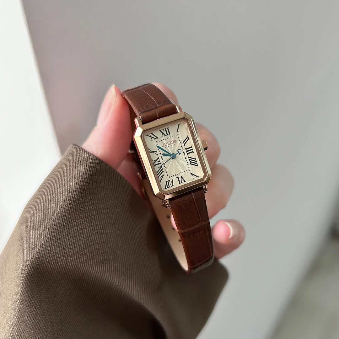 聚利时女士手表2025新款简约时尚防水高颜值方形复古石英表1286