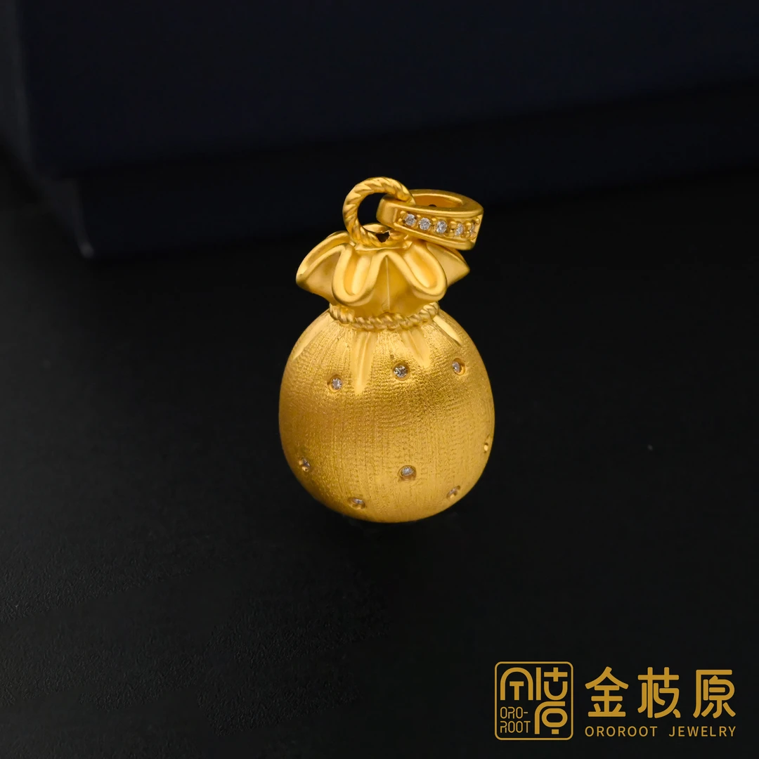 【金枝原】足金999  莫桑拉丝福袋吊坠