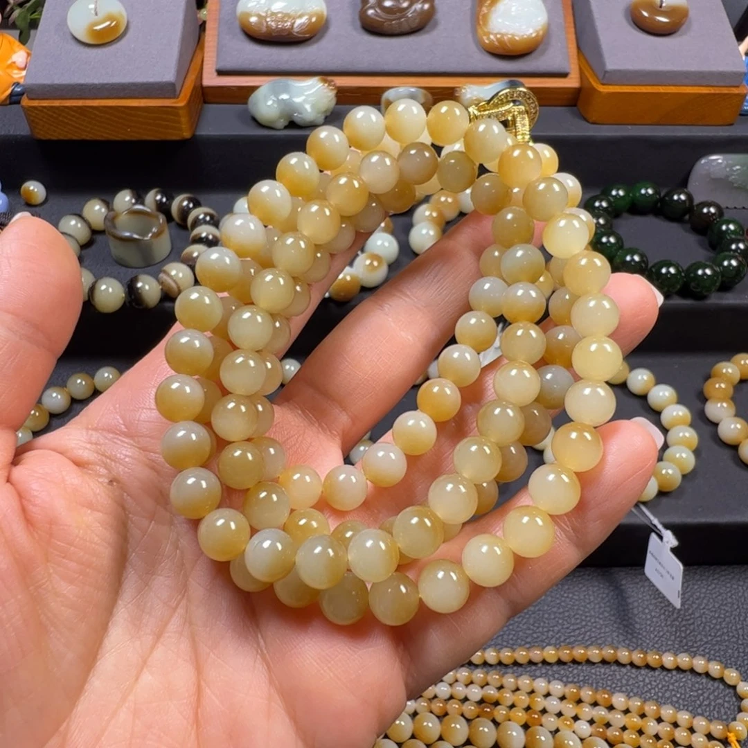 和田玉未镶嵌手链卡8 108粒