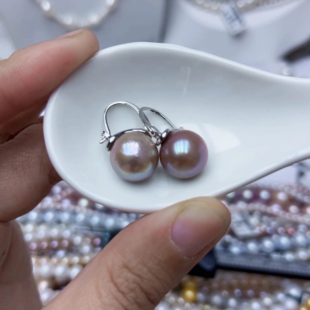 淡水珍珠耳饰银S925镶嵌