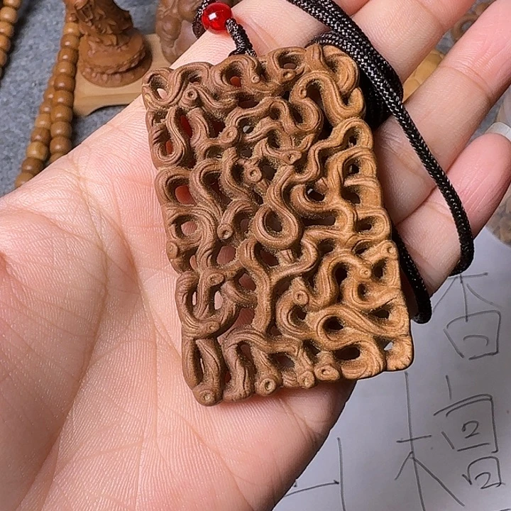 手串/手链檀香木老山檀香精雕黑肉路路通吊坠