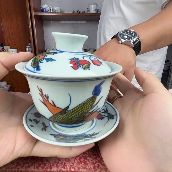 景德镇陶瓷五谷丰登盖碗