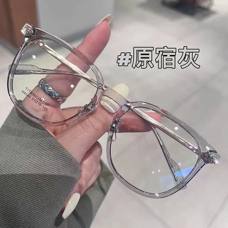 茶色近视眼镜女可配度数防蓝光高级感散光方圆脸素颜眼睛框架轻