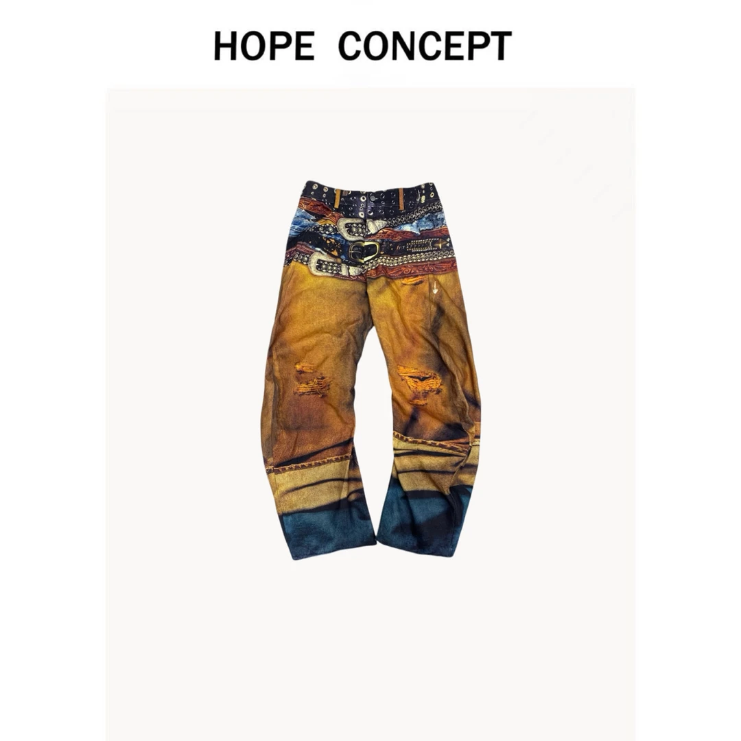 25059#HOPECONCEPT25ss年度最爱 人生弯刀牛仔裤3D打印男女同款