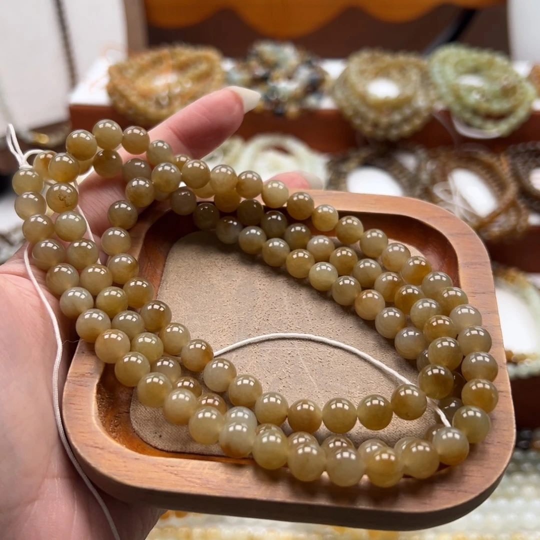 毛衣链未镶嵌和田玉珠串8mm