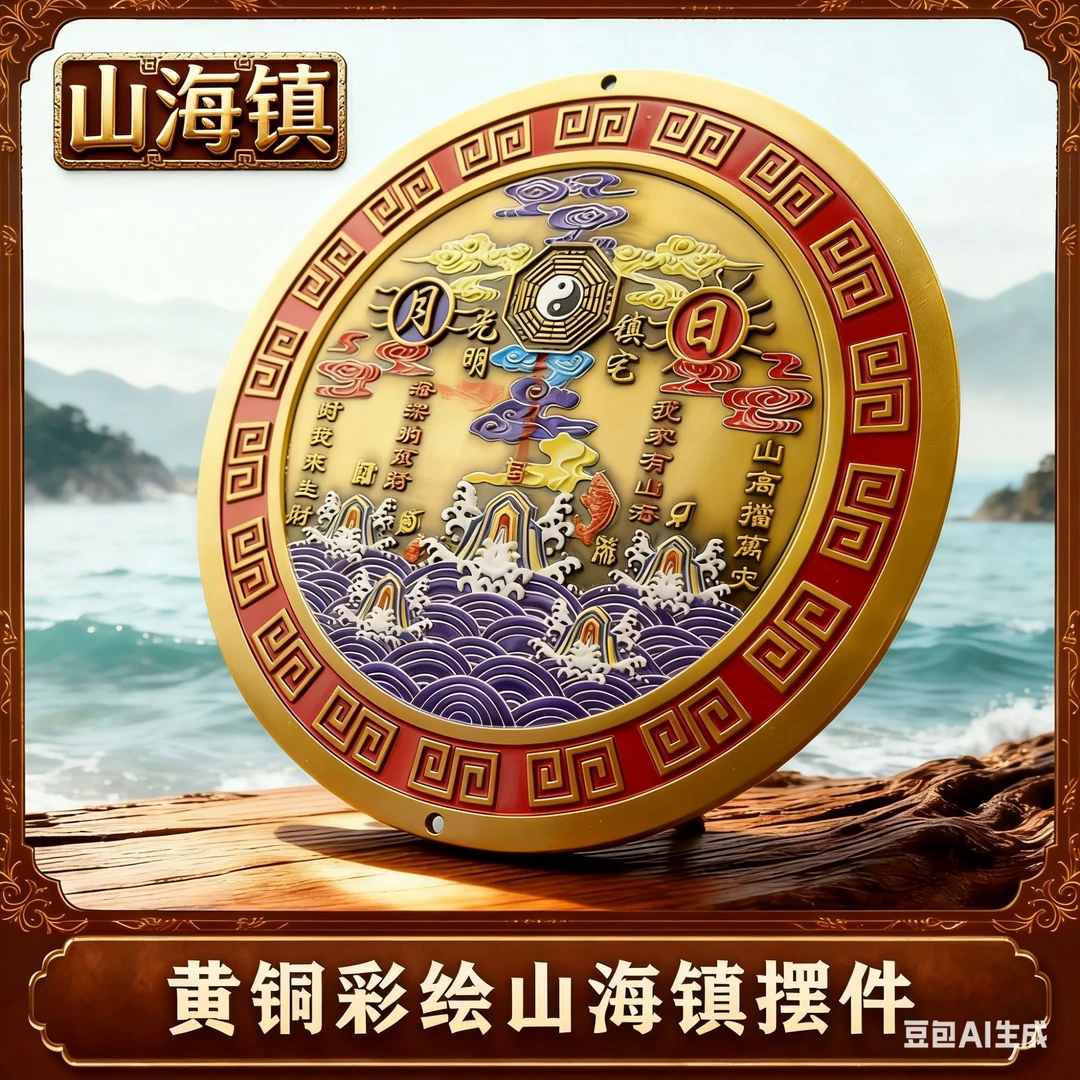 【老师推荐】彩绘铜质山海镇家居国学八卦图摆件