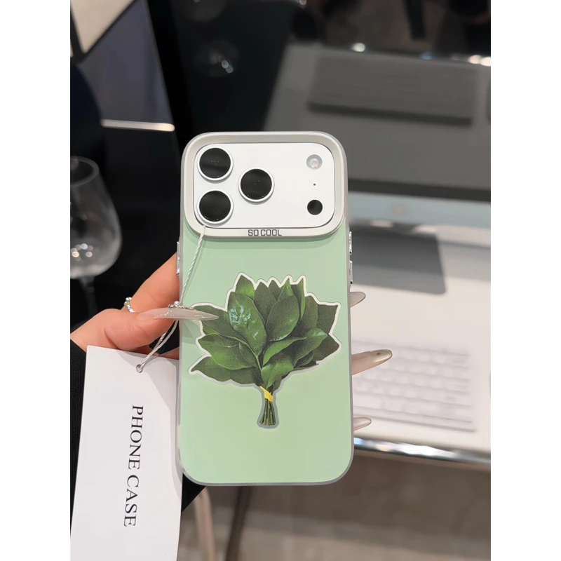 柚子叶适用苹果17pro手机壳16pm彩银华为p80荣耀oppo小众小米17女