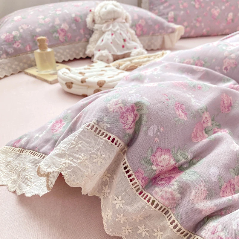 （A类母婴级）纯棉全棉双层纱四件套1.5m1.8m床成人儿童床品可水洗