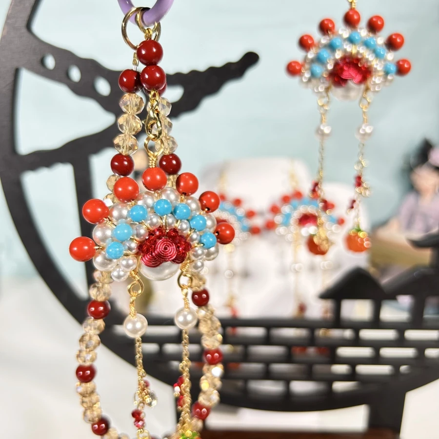 魅染 铜合金耳饰 刀马旦时尚吊坠国风耳饰国潮轻奢气质手机链挂件