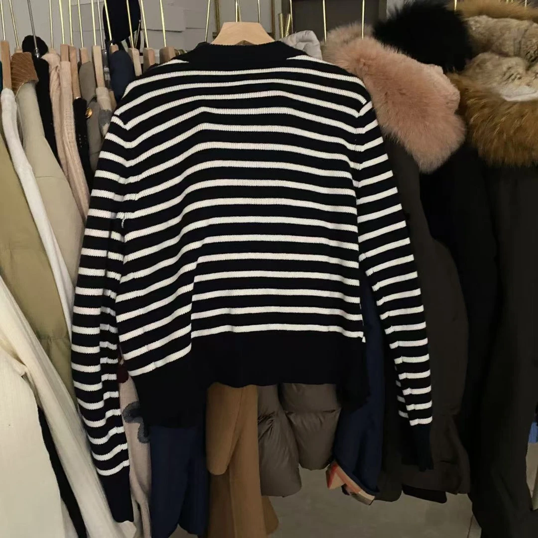 凯特丝蓓#008秋冬条纹休闲套头针织衫上衣毛衣