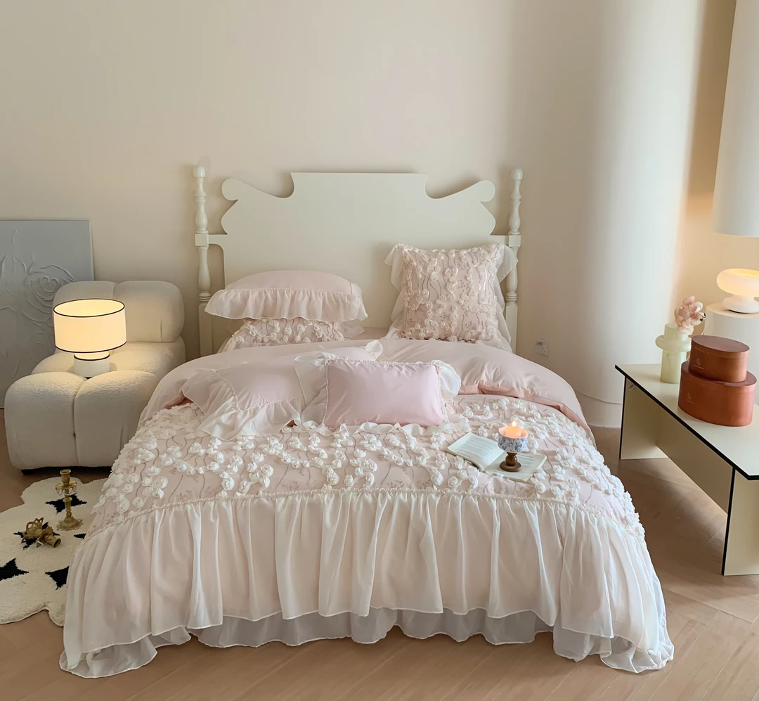 【春款】高货四件套雪纺花边定制款韩式少女心床上女孩子被套四件套