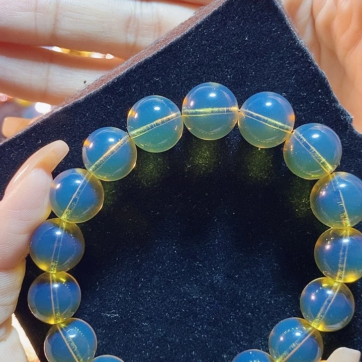 蓝珀未镶嵌珠宝奇石墨西哥蓝珀手串11