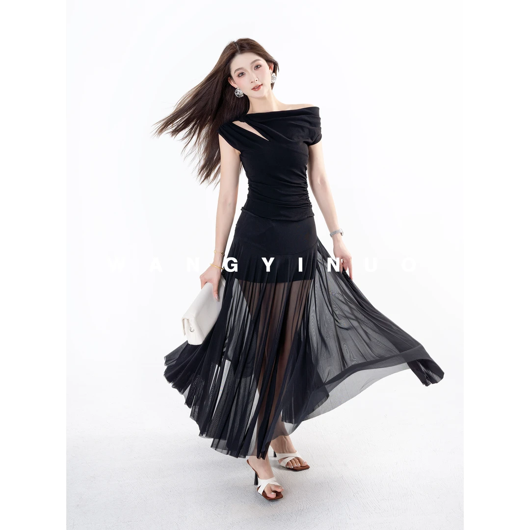 MD现货·依诺【清风漫步】2025夏季显瘦收腰轻奢时尚上衣半身裙套装