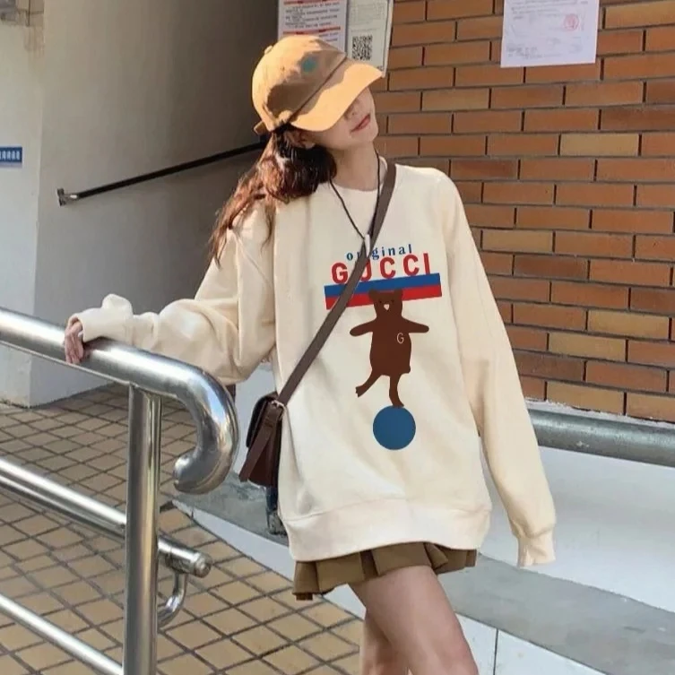 99新 GUCCI/古驰 梅芙 白色小熊卫衣 S码