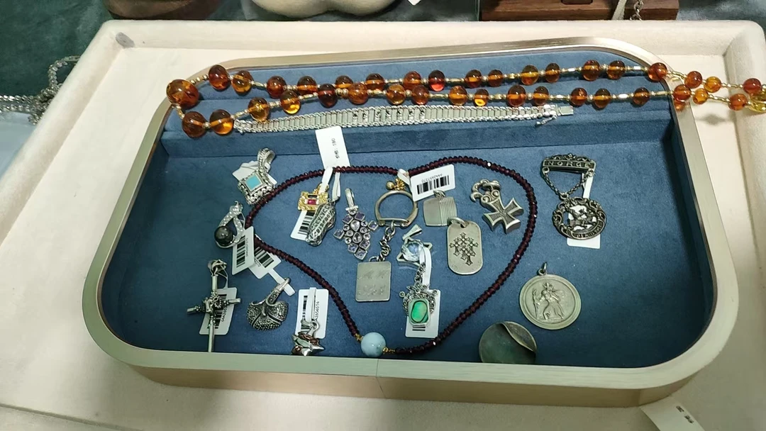 铜合金仿水晶吊坠 银羽中古饰品 10-99